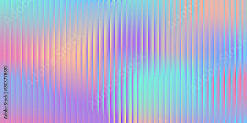 Fractal glass holographic background. Corrugated gradient pattern with 3d vaporwave effect and foil texture