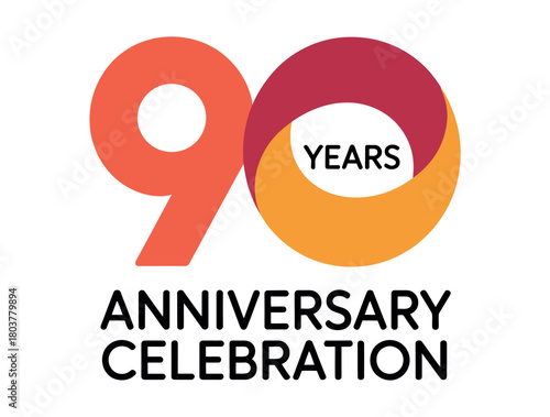 A colorful graphic celebrating 90 years with the text '90 YEARS ANNIVERSARY CELEBRATION'.