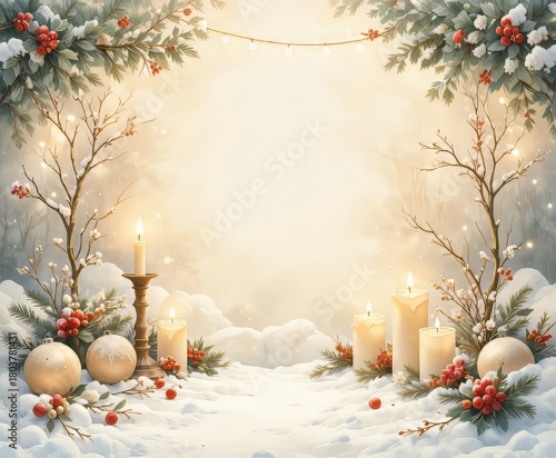 una escena caprichosa del país de las maravillas invernal para una tarjeta de felicitación que encarna un ambiente cálido y acogedor