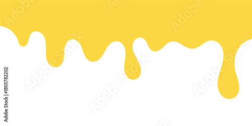 Yellow dripping paint or honey illustration on a white background.