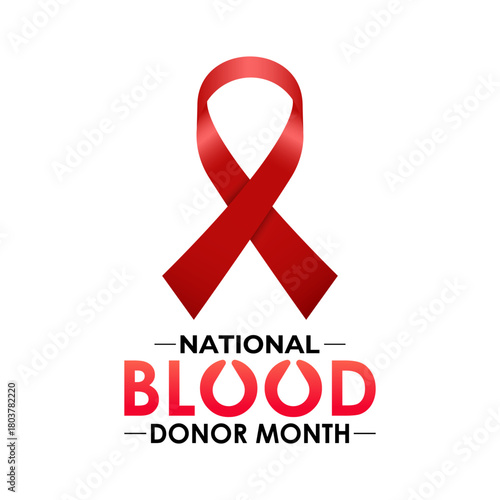 National Blood Donor Awareness Month vector design featuring red blood drop symbols and awareness ribbon for January health campaign. Banner poster, flyer and background design template.