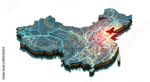 China Map with Glowing Highlight A Visual Representation