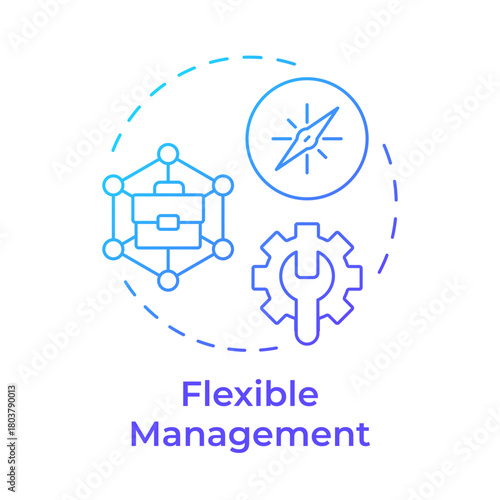 Flexible management blue gradient concept icon. Owners participation. Benefit of LLC. Business development. Round shape line illustration. Abstract idea. Graphic design. Easy to use in infographic