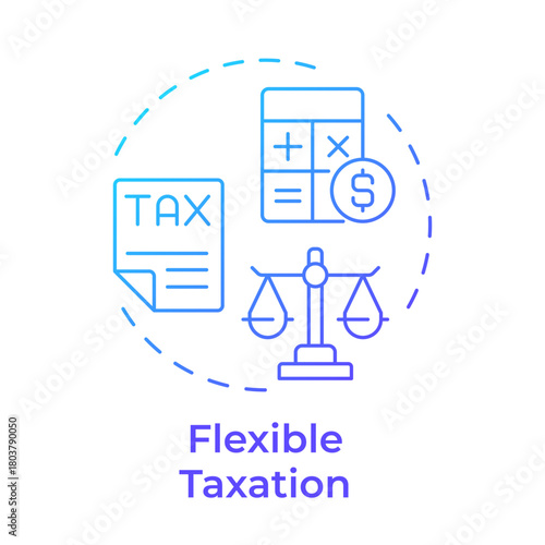 Flexible taxation blue gradient concept icon. Optimize tax system. Benefit of LLC. Business development. Round shape line illustration. Abstract idea. Graphic design. Easy to use in infographic