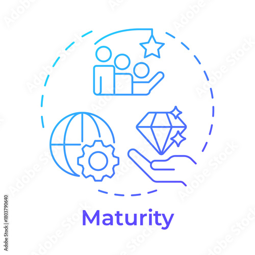 Maturity blue gradient concept icon. Stable profitable company. Startup growth stage. Business development. Round shape line illustration. Abstract idea. Graphic design. Easy to use in infographic