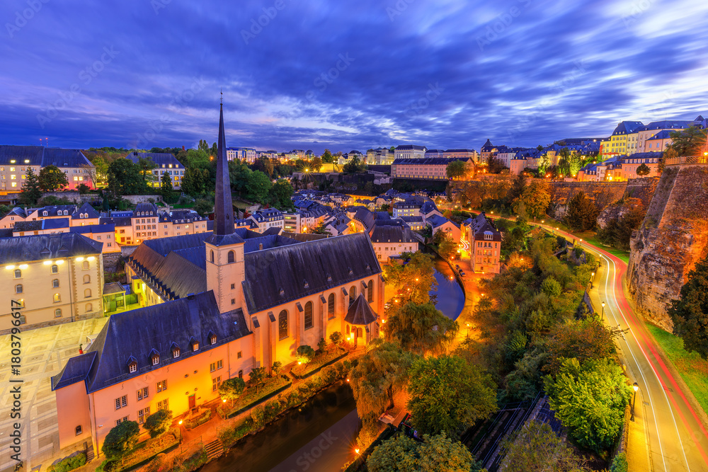 Obraz premium Luxembourg city, the capital of Grand Duchy of Luxembourg. The Old Town and Grund quarter.