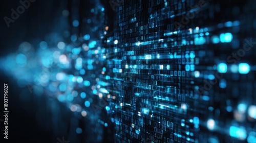 Wallpaper Mural Digital abstract design showcases flowing blue data streams representing information technology in a futuristic setting Torontodigital.ca