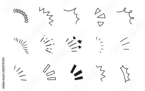 手描き風の飾り線・効果線セット｜マンガ風・デザインアクセントに