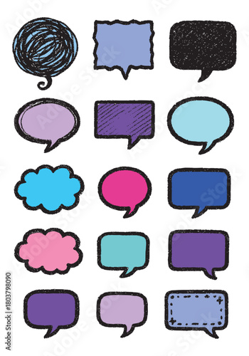 Colorful Hand-Drawn Speech and Thought Bubbles Collection Hand-Drawn Speech Bubble Illustrations Pack Cartoon Speech and Thought Bubbles Bundle