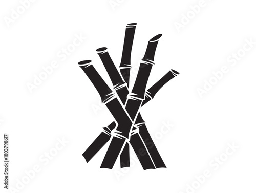 Bamboo icon vector illustration solid black white background plant
