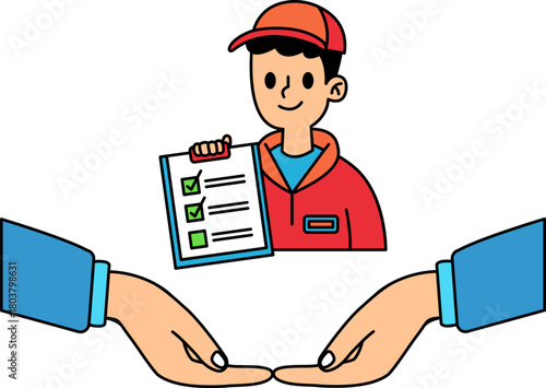 Worker is holding a clipboard