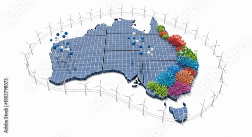 Australia's Renewable Energy Future A Vision of Sustainable Power Generation Across the Continent with Solar Panels and Wind Turbines