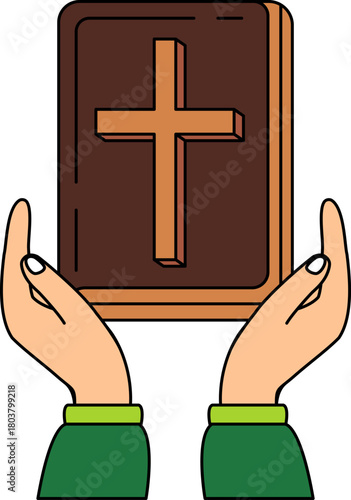 two hand holding a bible book