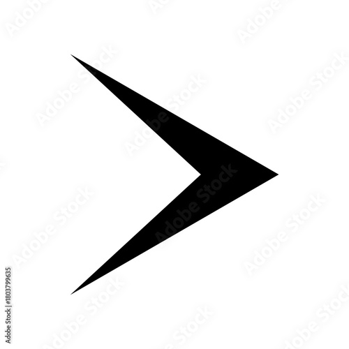 Minimalist black right-pointing arrow icon, a fundamental symbol for navigation, play, next, or forward movement in any interface.