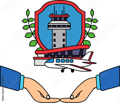 two hands holding an airport