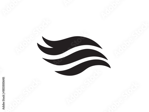 Breeze icon vector illustration solid black white background wind