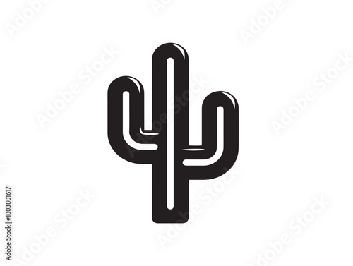 Cactus silhouette icon vector illustration solid black white background resilient