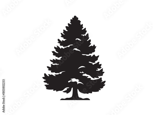 Cedar tree icon vector illustration solid black white background evergreen