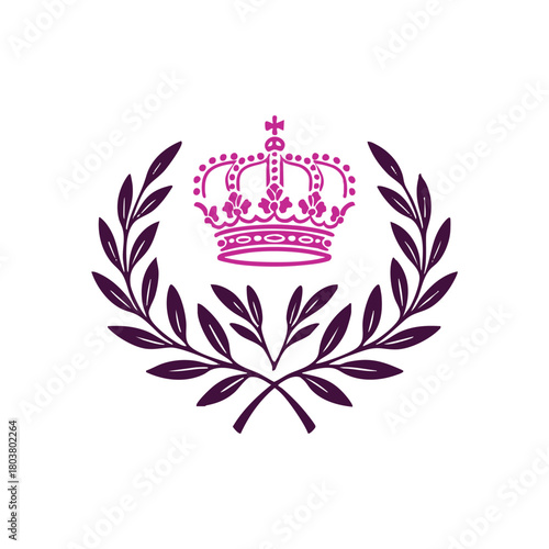 Royal heraldic coat of arms vector insignia design with wings, shield, crown, and vintage banner illustration