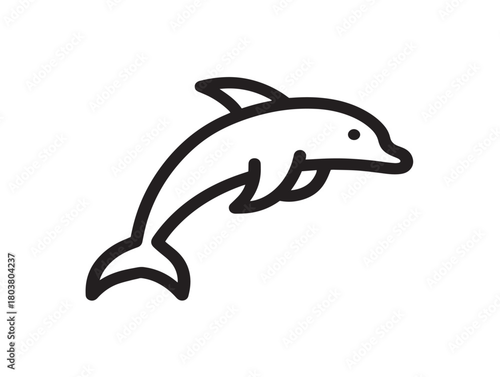 Obraz premium Dolphin icon vector illustration solid black white background ocean element