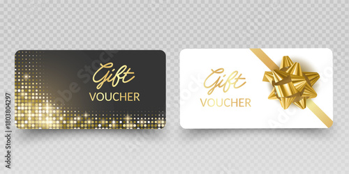 Blank Gift Cards and Vouchers with Red Ribbon Mockup Vector format