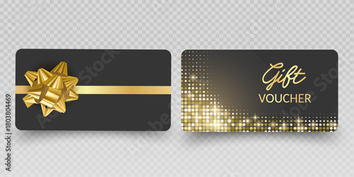 Blank Gift Cards and Vouchers with Red Ribbon Mockup Vector format