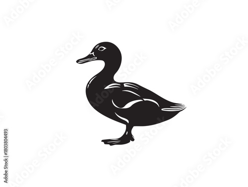 Duck icon vector illustration solid black white background waterfowl element