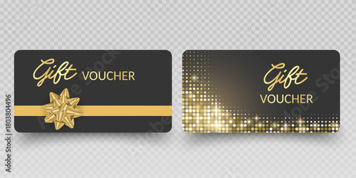 Blank Gift Cards and Vouchers with Red Ribbon Mockup Vector format