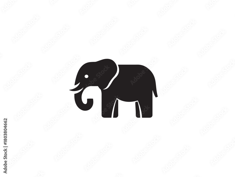 Obraz premium Elephant icon vector illustration solid black white background wildlife design