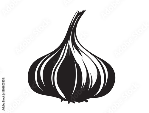 Garlic icon vector illustration solid black white background cooking graphic