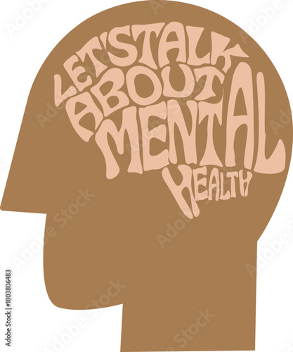 Warm Toned Profile with Mental Health Typographic Message