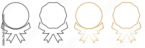 Award badge icons for recognition and achievement. Black and gold award badge icons representing excellence, recognition, quality certification, and achievement for use in branding or  graphic design.