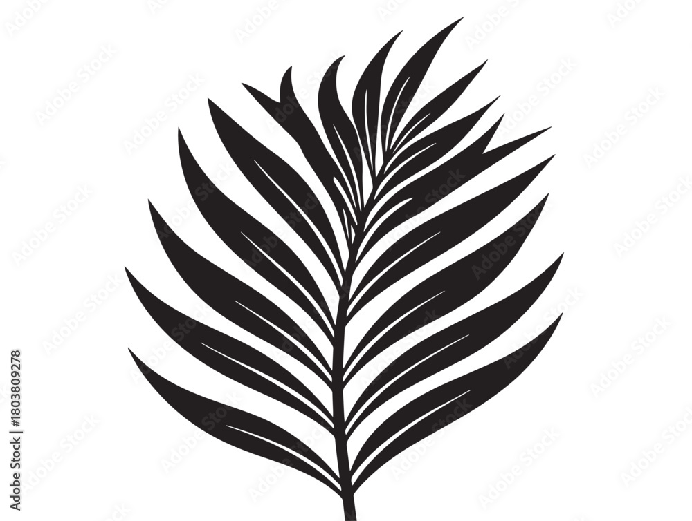 Obraz premium Palm leaf icon vector illustration solid black white background tropical design