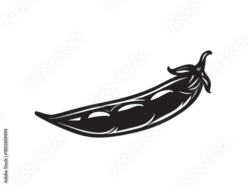 Pea pod icon vector illustration solid black white background vegetable