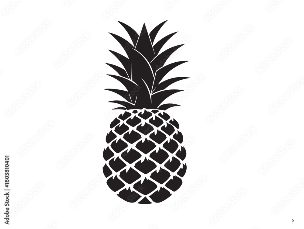Fototapeta premium Pineapple icon vector illustration solid black white background sweet symbol
