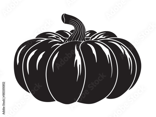 Pumpkin icon vector illustration solid black white background harvest symbol