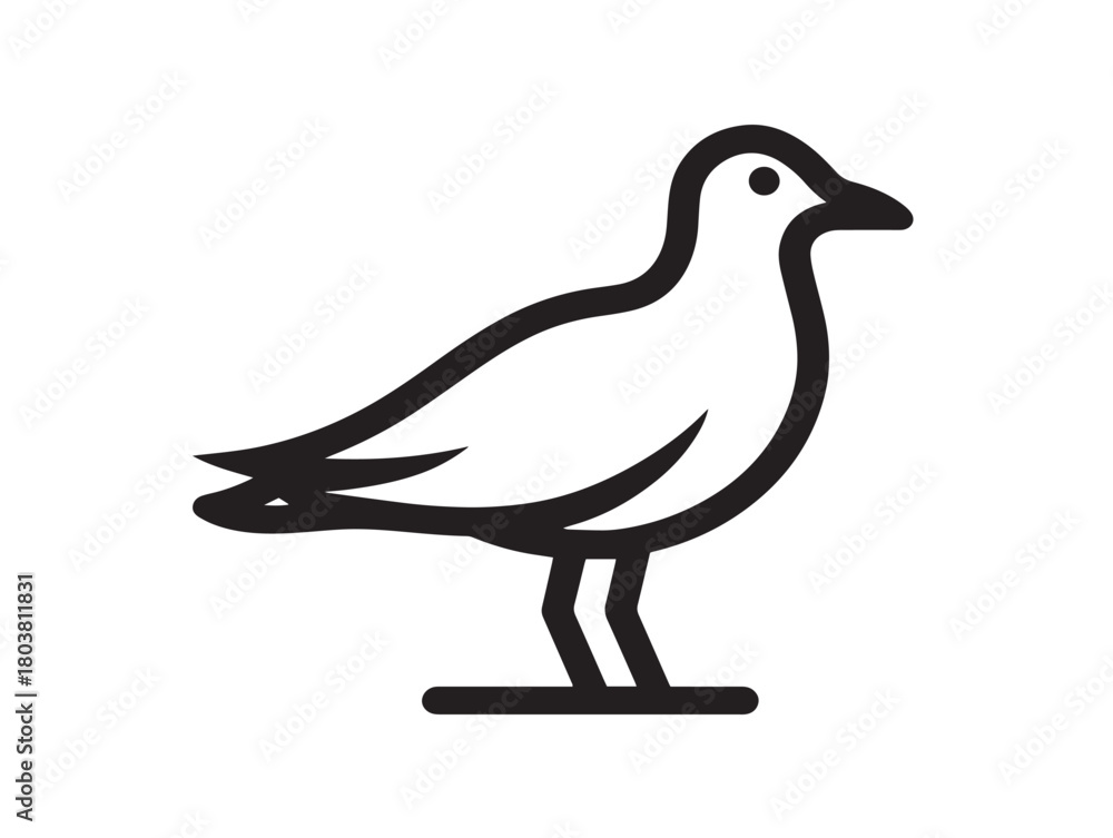 Obraz premium Seagull icon vector illustration solid black on a white background