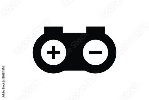 Battery polarity vector illustration in simple silhouette style. Power supply element design.