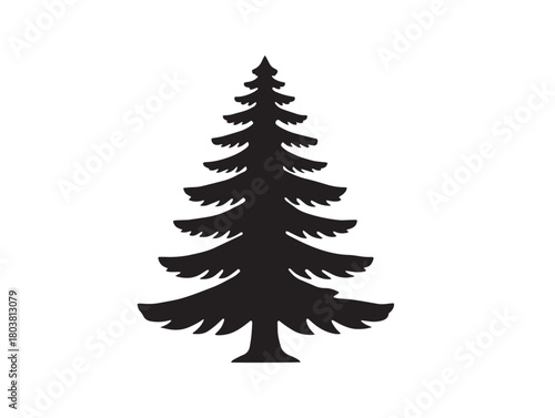 Spruce tree icon vector illustration solid black on a clean white background