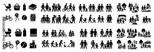 Various activities and family icons collection