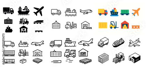 Transport and logistics icons collection