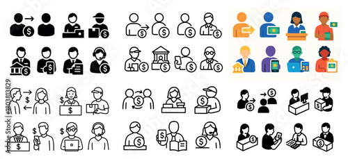 Financial transactions and customer service icons