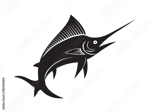 Swordfish icon vector illustration solid black on a minimalist white background