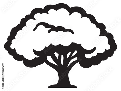 Tree canopy icon vector illustration solid black on a pure white background