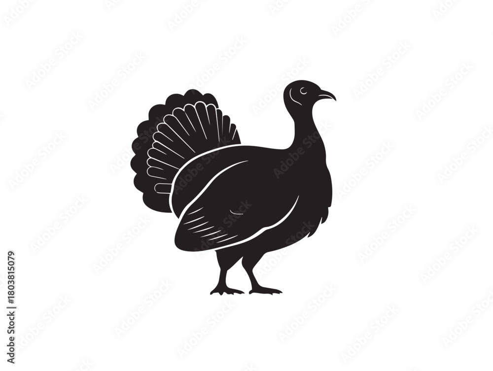 Fototapeta premium Turkey icon vector illustration solid black on a clean white background