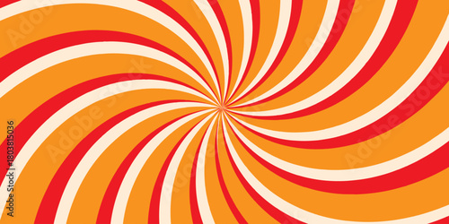 A pastel circular pattern with retro starbursts and Y2K sunbeams on a warm background. Hand-drawn illustration with playful yellow-orange swirls, vector design for banners and vintage wallpapers in a 