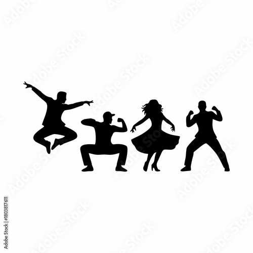 silhouette vector dancer background with white background
