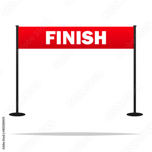 Red finish banner vector isolated illustration