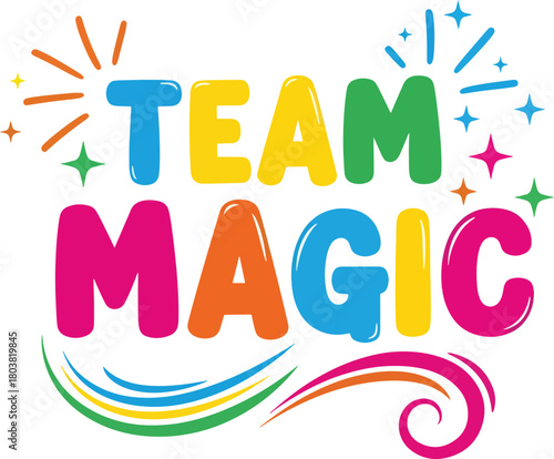 playful creative solid color team magic bright teamwork vector design