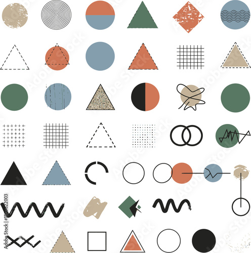 Set of vector travel icons and design elements featuring a summer holiday collection with sun, beach tree, and umbrella symbols for web illustration